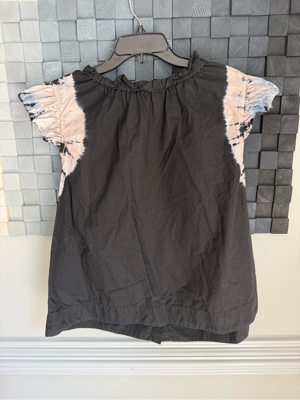Sea New York Black Cap Sleeve Top with Tie-Dye Accents